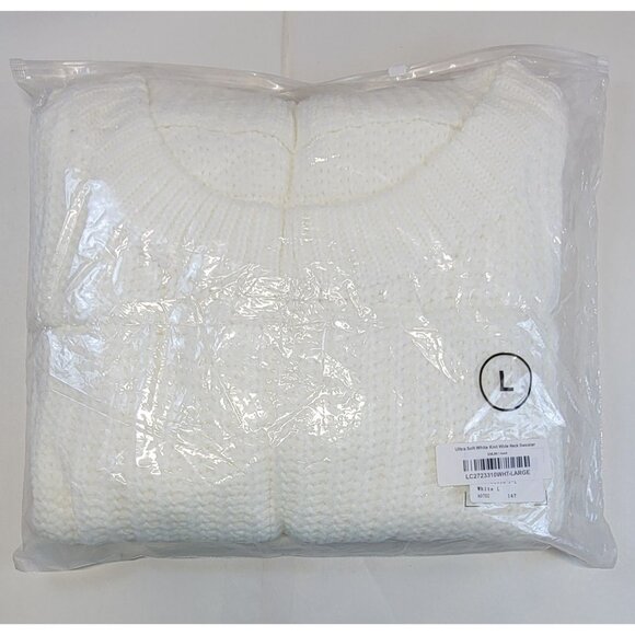 Womens Sweater Wide Neck Ultra White Knit Drop Shoulder Large New In Bag - Picture 6 of 8